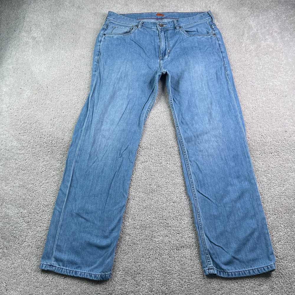 Tommy Bahama Jeans Mens 35x30 Blue Cayman Island Relaxed Straight Lyocell Denim